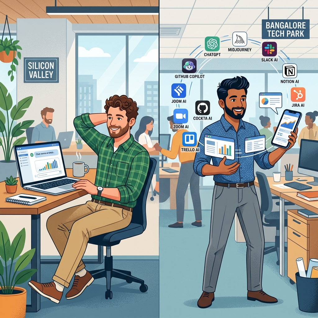 American and Indian office workers using AI differently