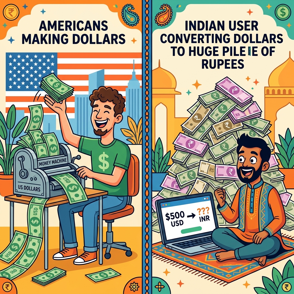 American making dollars vs Indian converting dollars to rupees